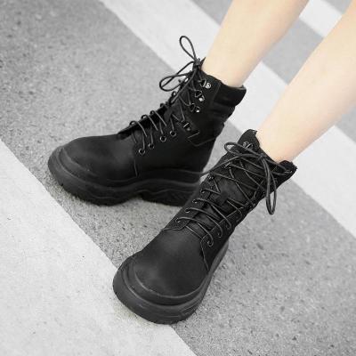 qma新款欧美走秀新款靴子女冬鞋厚底短靴原宿复古马丁靴女英伦风潮机车靴定制