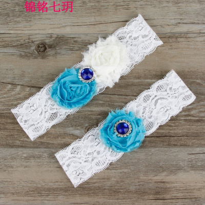 锦铭七玥欧美热销 手工 盘花 新娘吊袜带 婚纱配件 新娘配饰
