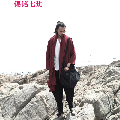 锦铭七玥男式休闲披风民族旗袍民族服装唐装日常薄款男士披肩