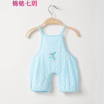 锦铭七玥2018春夏新款按码补货宝宝竹纤维连腿肚兜新生儿无袖护肚扭扭裤