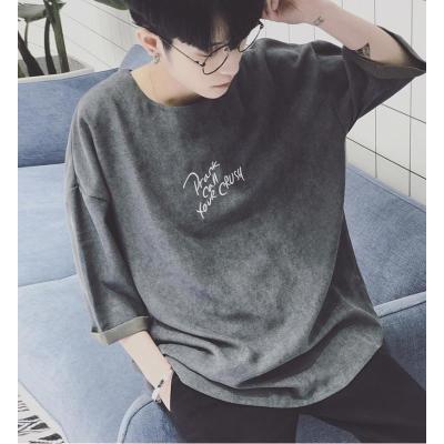 2017新款夏季新款短袖男韩版潮流五分袖宽松休闲打底衫青年学生男士T恤