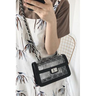 袁姗姗同款包包2017新款夏季小包透明果冻小方包斜挎包单肩包
