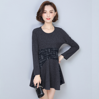 胖妹妹秋装2017宽松显瘦中长款打底衫大码肚子大遮肚子女装连衣裙
