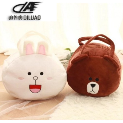 布朗熊可妮兔手拎包笔记本电脑包毛绒手提单肩包呆萌户外旅行包