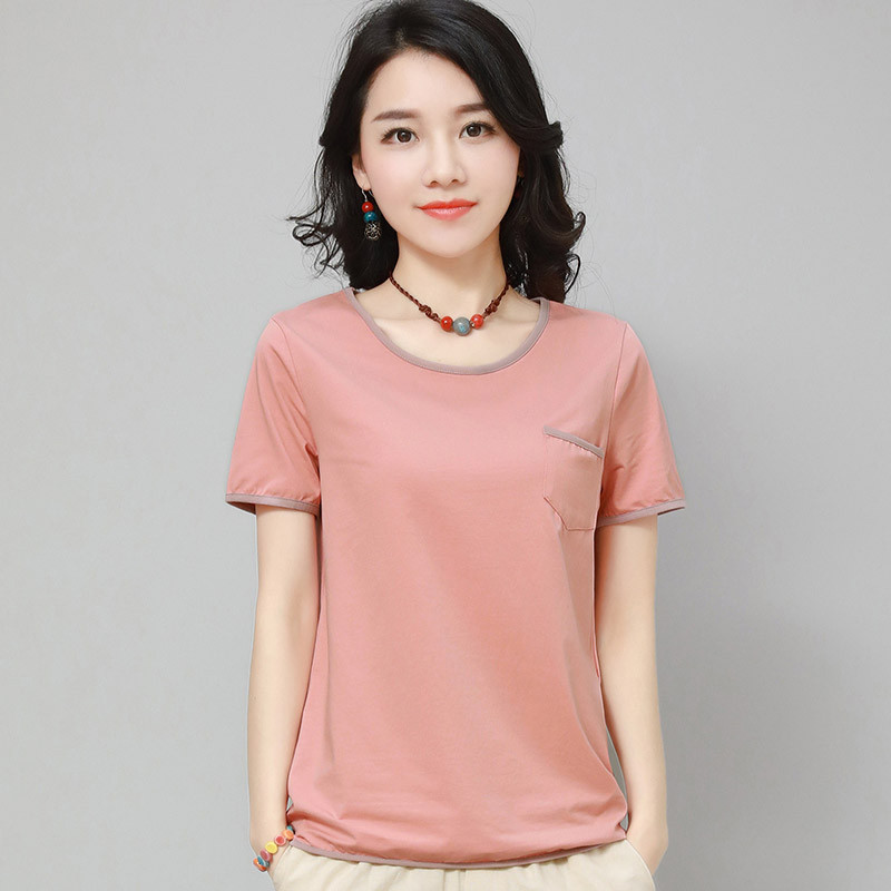 纯棉短袖t恤女宽松韩版半袖女修身纯色打底衫女短袖时尚百搭体恤