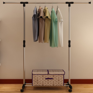 家时光 晾衣架晾晒架不锈钢简易挂衣架落地式室内外卧室阳台双杆