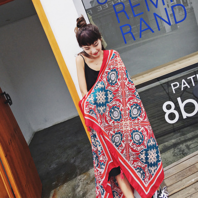 民族风围巾披肩两用夏季防晒春秋海边旅游沙滩巾丝巾女空调纱巾