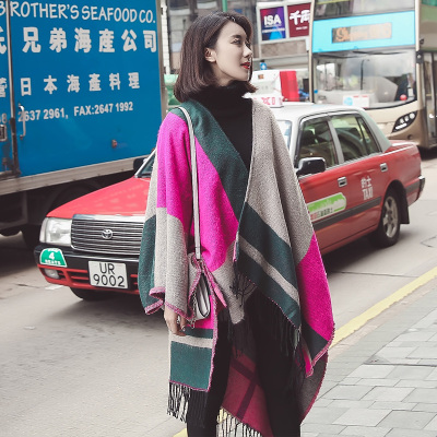 披风斗篷女士冬长款加厚外搭韩版几何冬天仿羊绒保暖围巾百搭秋季