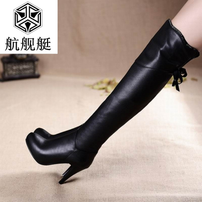 秋冬真皮女靴全牛皮过膝靴长靴子瘦腿高筒靴细高跟长筒靴棉