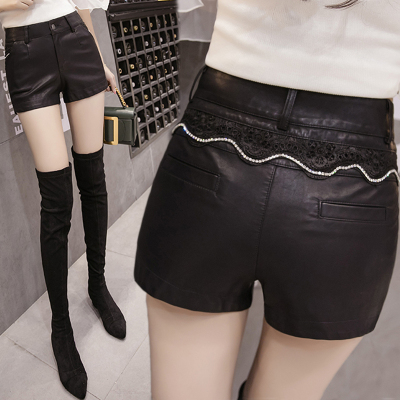 女士皮短裤2017新款秋冬外穿高腰短款皮尤pu皮裤衩小皮裤头靴裤