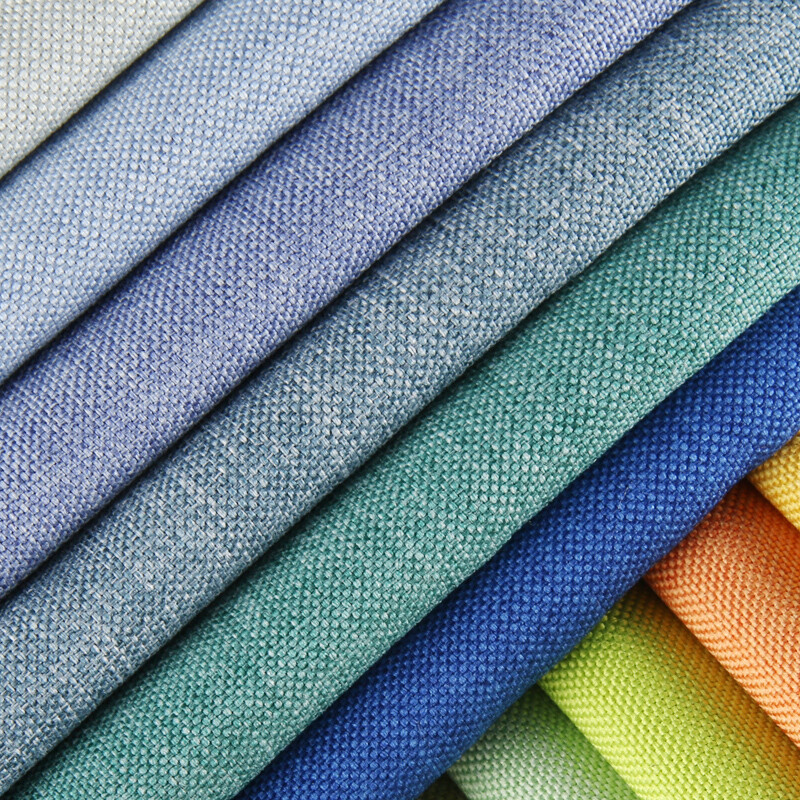 素色沙发布料加厚桌套布亚麻沙发套纯色面料diy椅子靠背抱枕孔雀蓝y