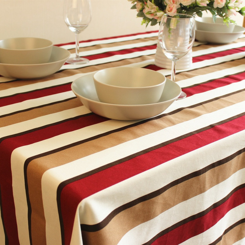 7折 全棉加厚条纹 桌布 餐桌布艺 茶几布 台布盖布 菲拉