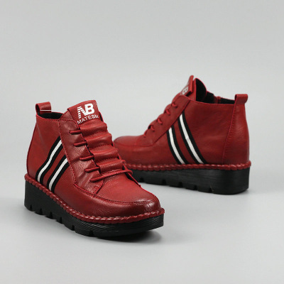 软底软面超舒适女鞋厚底圆头加绒休闲小短靴女裸靴女靴多款入