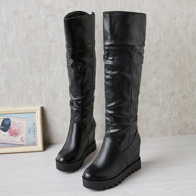 秋冬内增高长靴小码313233坡跟高筒靴大码41-43百搭显瘦长筒靴