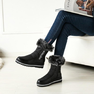 黑色雪地靴女短靴新款防滑防滑厚底加厚保暖冬季41大码40-43