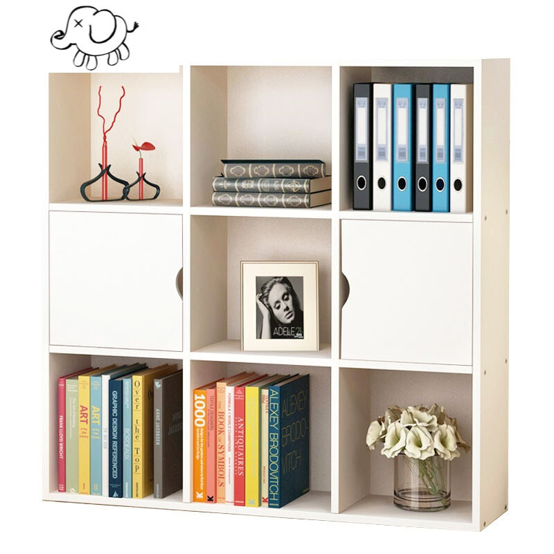 牧马人简约现代九格二门书架实用带门置物架简易创意书柜自由组合收纳
