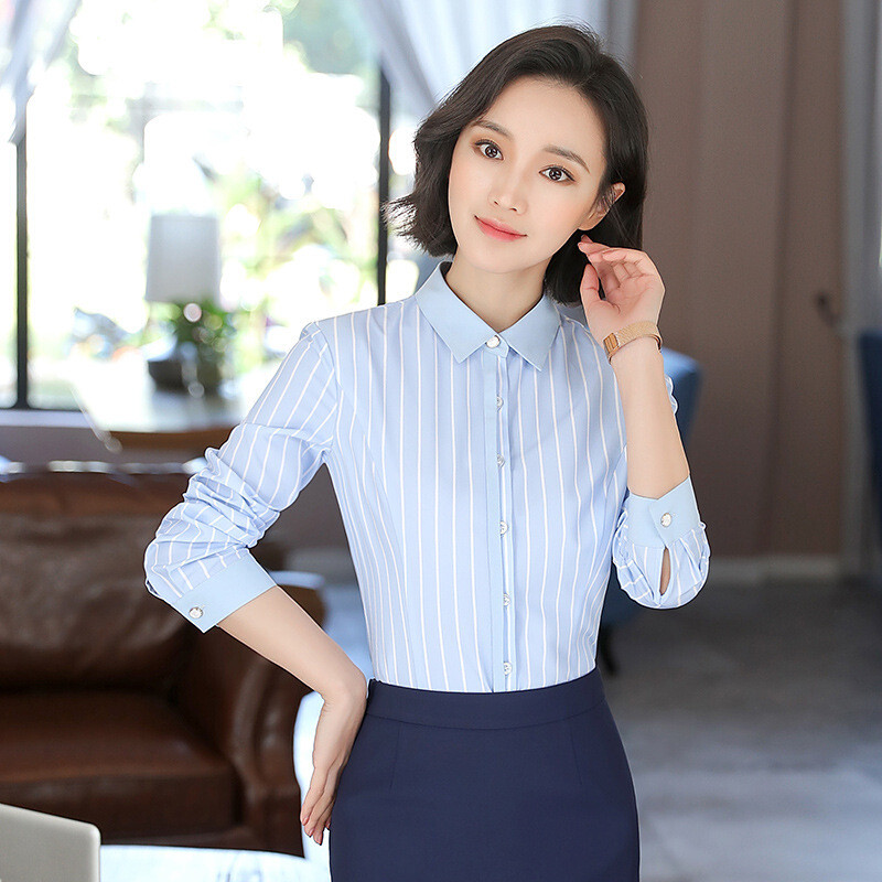 2018女装职业衬衫女长袖修身ol白衬衣职业装女式衬衫白领工作服