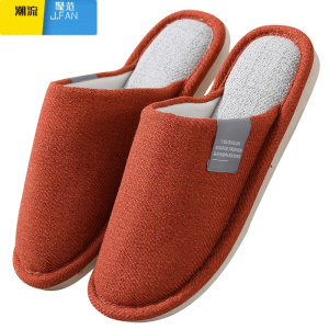 聚范棉布拖鞋女夏季室内家居家用软底木地板亚麻透气吸汗四季