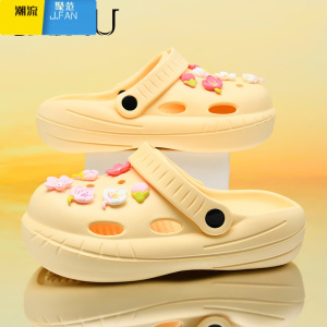 聚范洞洞鞋女款外穿踩屎感缓震软底外穿棉花回弹舒适增高厚底沙滩拖鞋