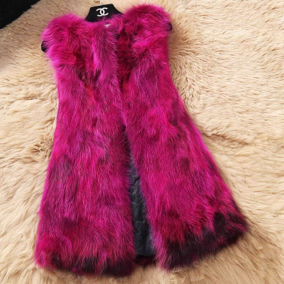 新款皮草貉子毛皮草外套皮草马甲女中长款皮毛一体外套女