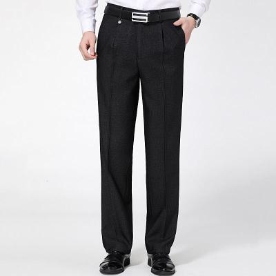 爸爸裤子秋冬季厚款中年休闲裤男宽松40-50岁西裤中老年男裤中灰有褶