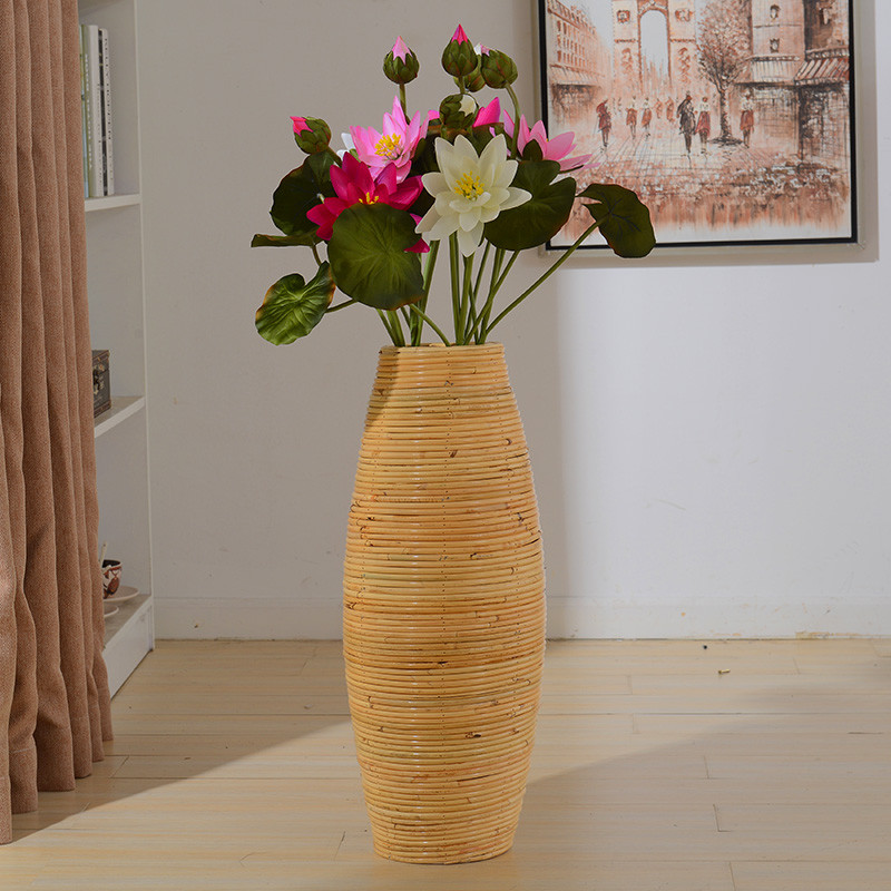印尼藤编花瓶客厅落地手工编织插干花假花花器桌面创意摆件