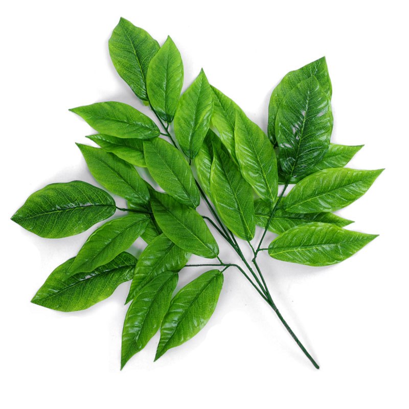 假树枝仿真芒果叶 绿叶植物室内造型工程装饰假叶子绿色树叶
