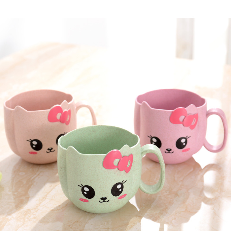 刷牙杯卡通漱口杯情侣牙刷杯套装塑料创意可爱杯子小麦洗漱杯牙缸