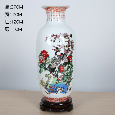 花瓶客厅摆件插花陶瓷器现代家居仿古装饰品景德镇小花瓶花器-福寿图
