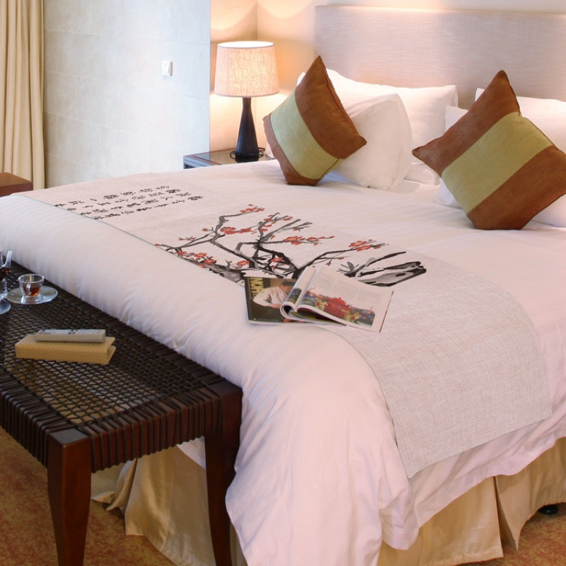 宾馆酒店床上用品宾馆酒店床尾巾床旗床尾垫床盖桌