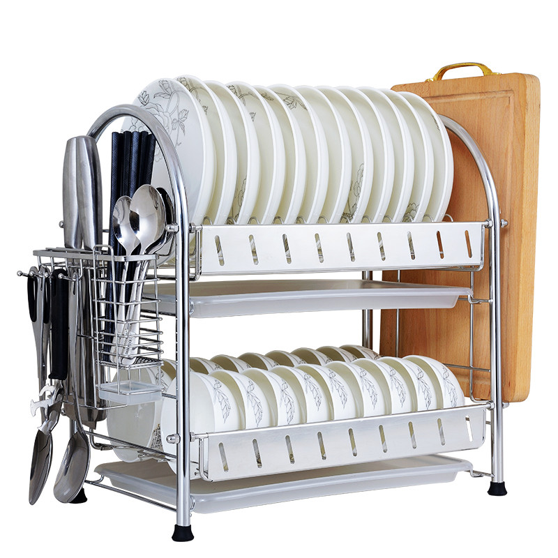 304不锈钢碗架沥水架厨房置物架收纳盘子沥晾洗滤放碗筷盒2