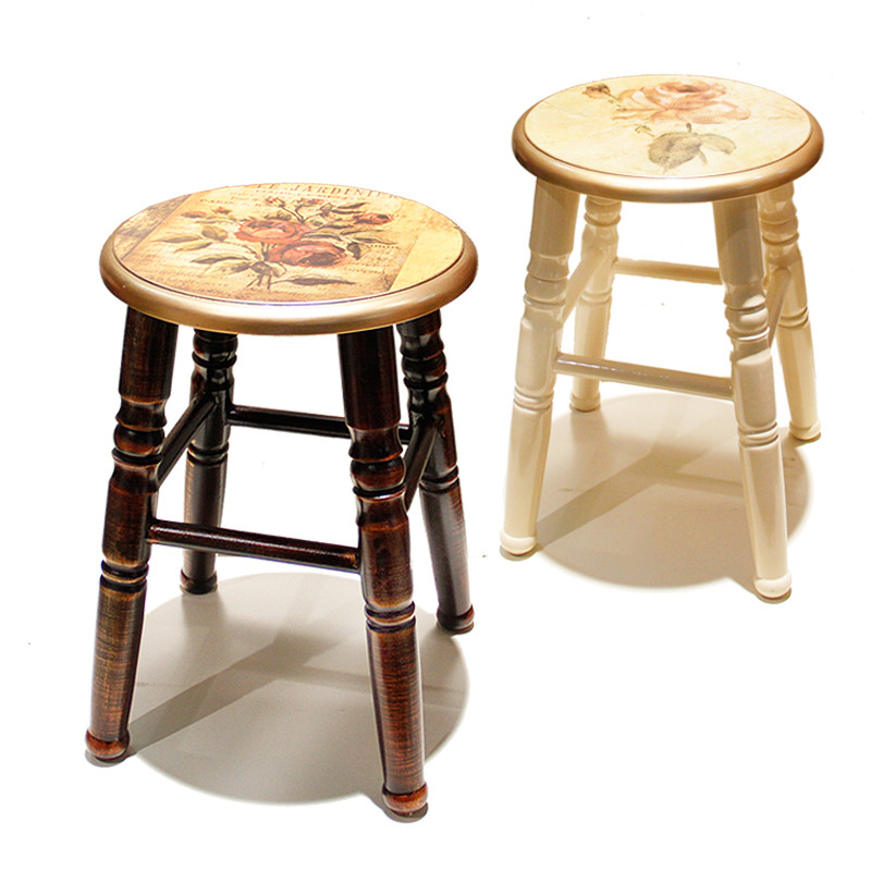 实木凳子时尚圆餐凳田园 换鞋凳木 电脑凳休闲凳欧式