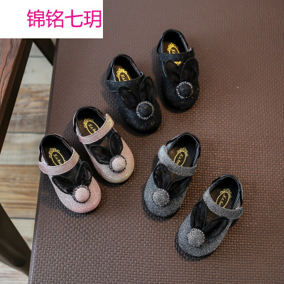 锦铭七玥2018春季新款童鞋0-1岁女宝宝可爱兔耳朵软底学步鞋婴儿鞋批发