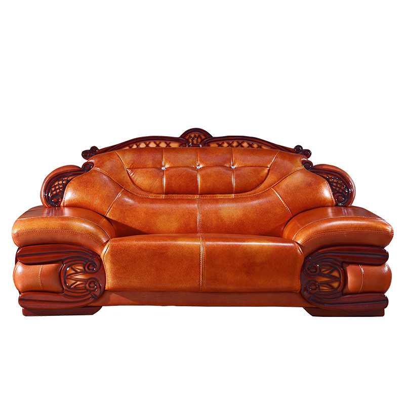 欧式真皮沙发组合 简约头层厚牛皮别墅大客厅户型美式实木123