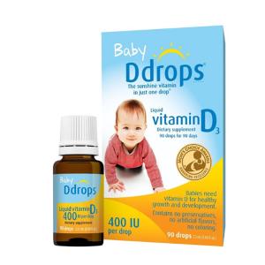 [婴幼儿D3]原装进口美国Ddrops婴幼儿宝宝维生素D3滴剂400IU 2.5ml/盒装 初生儿可用 促进钙吸收