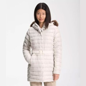 北面(The North Face)女士Transverse 550填充鹅绒 轻便保暖横向束腰 连帽长款羽绒服女