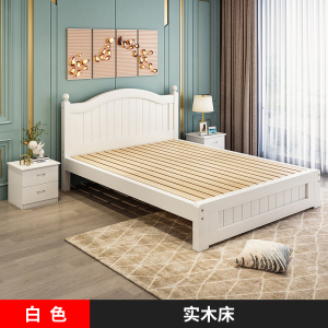 床双人床实木床1.5米现代简约欧式双人床主卧1.8家用经济出租房木床单人床522