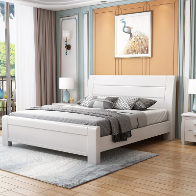 新中式实木床1.8米大床1.5M床经济型简约现代家具主卧室储物319