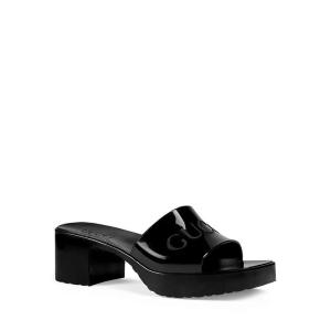 Gucci古驰女款Platform Block Heel Slide Sandals时尚透明厚底跟滑凉鞋