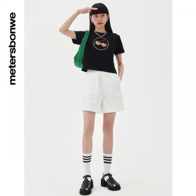 [1件3折价:49.5]美特斯邦威短袖T恤女夏季纯棉圆领舒适印花时尚针织上衣