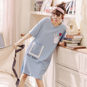 波迷娜(BOMINA)纯棉睡裙女夏季韩版学生服可爱薄款短袖宽松孕妇睡衣夏天