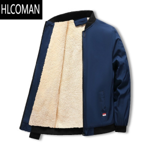 HLCOMAN外套休闲棒球领小棉衣加绒加厚夹克冬装上衣服男款p暖外套