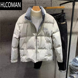 HLCOMAN冬季新款男士拼色立领纯色棉衣棉服韩版时尚加厚夹克外套面包服潮