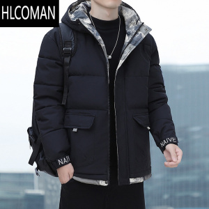 HLCOMAN青少年棉袄纯色冬棉衣男学生p暖棉服外套休闲纯色宽松夹克