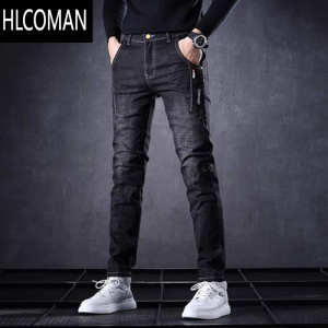 HLCOMAN男士裤子直筒宽松牛仔裤男款2023新款加绒加厚弹力休闲长裤