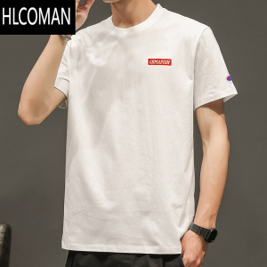 HLCOMAN2024刺绣短袖圆领男士T恤潮流时尚新款潮牌上衣服内搭打底衫