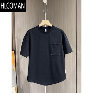 HLCOMAN短袖T恤男2024新款夏季潮牌美式潮流口袋复古半袖体恤上衣服