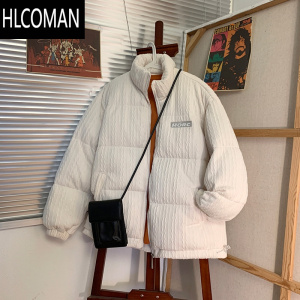 HLCOMAN棉衣外套男冬季宽松慵懒bf风加厚p暖棉服ins潮牌情侣提花纹棉袄