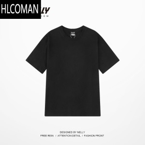 HLCOMAN纯色打底衫oversize白色短袖T恤男夏季体恤上衣服