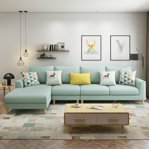 新款沙发北欧简约现代闪电客小户型乳胶灰色布艺沙发客厅整装网红